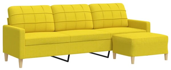 3 személyes világossárga szövet kanapé lábtartóval 210 cm