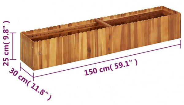 VidaXL Akácfa Magaságyás - 150x30x25 cm