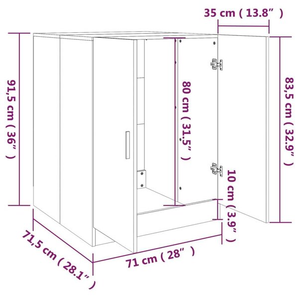VIDAXL Mosógépszekrény - Füstös Tölgy - 71x71,5x91,5 cm
