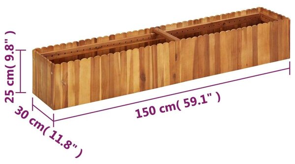 VidaXL Akácfa Magaságyás - 150x30x25 cm