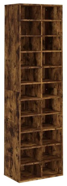 22 Polcos Fa Cipősszekrény - Füstös Tölgy - 54x34x183 cm