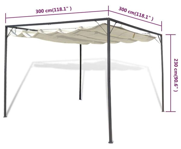 Acél Kerti Pavilon Behúzható Ponyvával - 3x3x2.3m