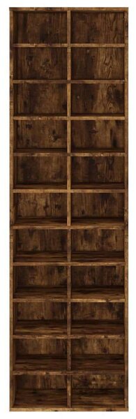 22 Polcos Fa Cipősszekrény - Füstös Tölgy - 54x34x183 cm