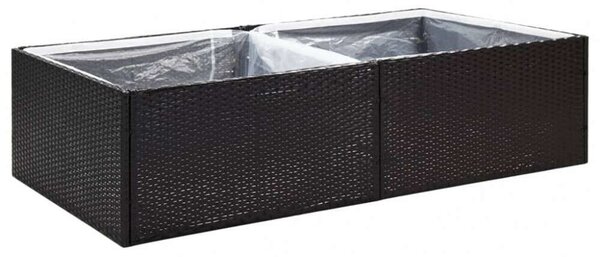Kerti Ültetőláda - Polirattan - Fekete - 157x80x40cm