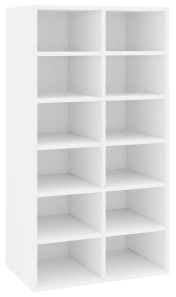 VidaXL 12 Polcos Cipőtartó - Fehér Fa - 54x34x100,5 cm