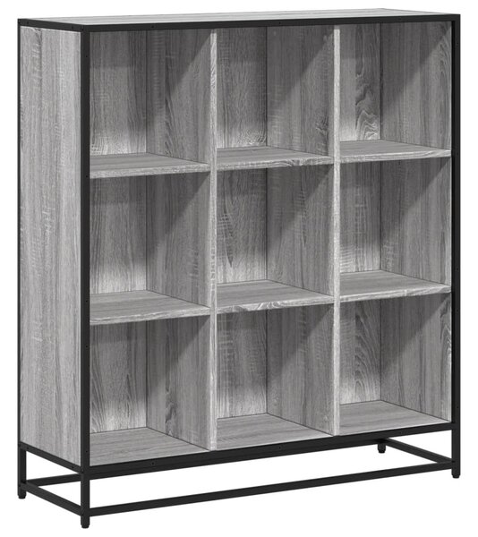 Szürke sonoma szerelt fa és fém könyvszekrény 97,5x33x107,5 cm