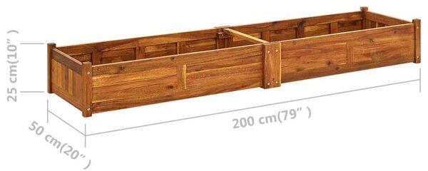 VidaXL Akácfa Magaságyás - 200x50x25 cm