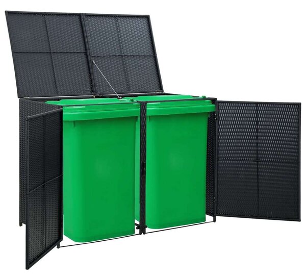 Kertre Kész - Dupla Kukatároló - PE Rattan - 148x80x111cm