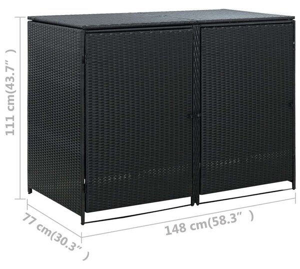Kertre Kész - Dupla Kukatároló - PE Rattan - 148x80x111cm