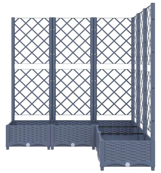 Sötétszürke pp rácsos kerti ültetőláda 120 x 120 x 121,5 cm