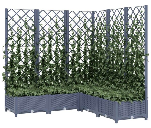 Sötétszürke pp rácsos kerti ültetőláda 120 x 120 x 121,5 cm