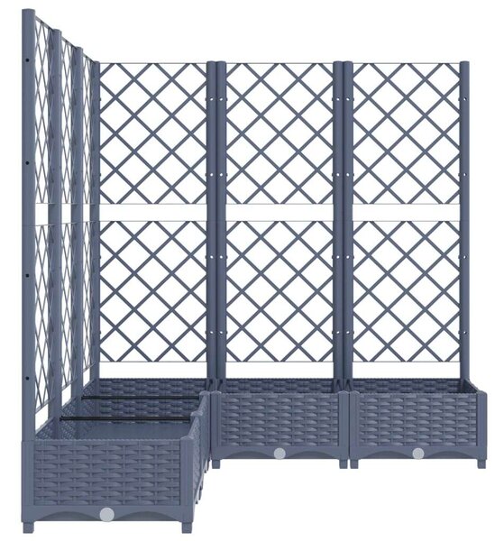 Sötétszürke pp rácsos kerti ültetőláda 120 x 120 x 121,5 cm