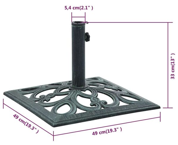 Öntöttvas Napernyőtalp - Zöld - 49cm - 12kg