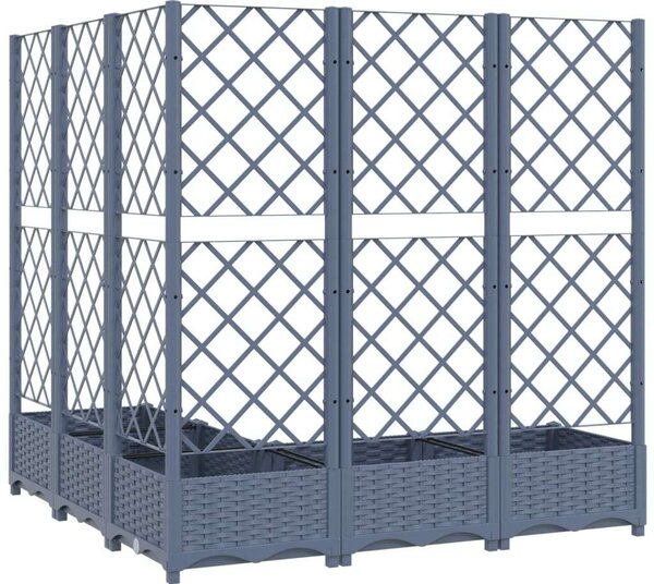 Sötétszürke pp rácsos kerti ültetőláda 120 x 120 x 121,5 cm