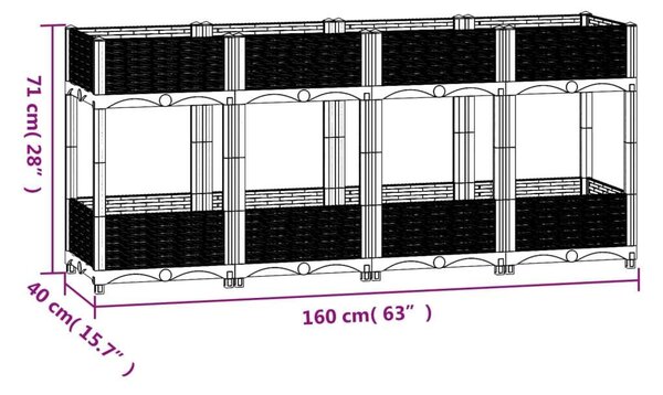 GardenLine - 2 Polcos Magaságyás - Polipropilén - 160x40x71 cm