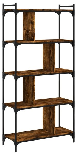 5 szintes füstös tölgy színű fa könyvespolc 76 x 32 x 158 cm