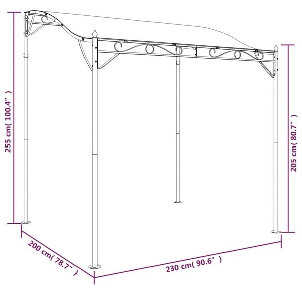 Acél- és Szövet Pavilon - Krémszínű - 2x2,3m