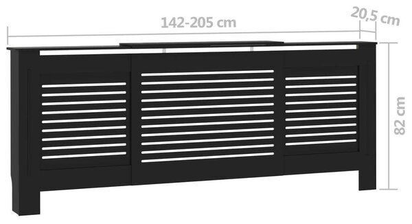 MDF Radiátorburkolat - Fekete - 142-205 cm
