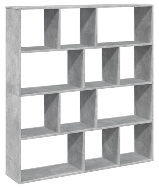 Betonszürke szerelt fa könyvszekrény 132 x 29 x 141,5 cm
