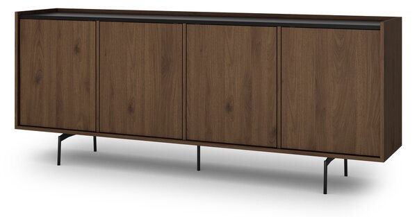 Zenar komód 200 cm 4 ajtós - elegáns dió / fekete