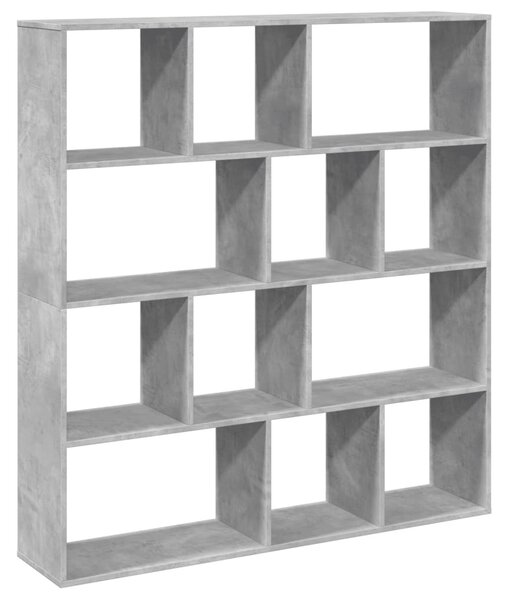 Betonszürke szerelt fa könyvszekrény 132 x 29 x 141,5 cm