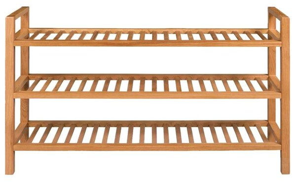 Tömör Tölgyfa Cipőtartó - 3 Polcos - 100x27x60 cm