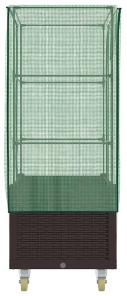 Rattan megjelenésű magaságyás borítással/kerékkel 80x50x182 cm