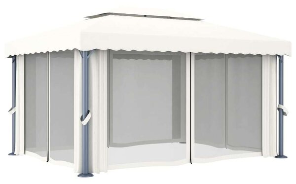 Vidaxl Pavilon - Kert - 4x3m - Krémfehér
