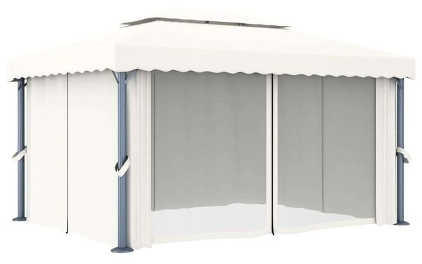 Vidaxl Pavilon - Kert - 4x3m - Krémfehér