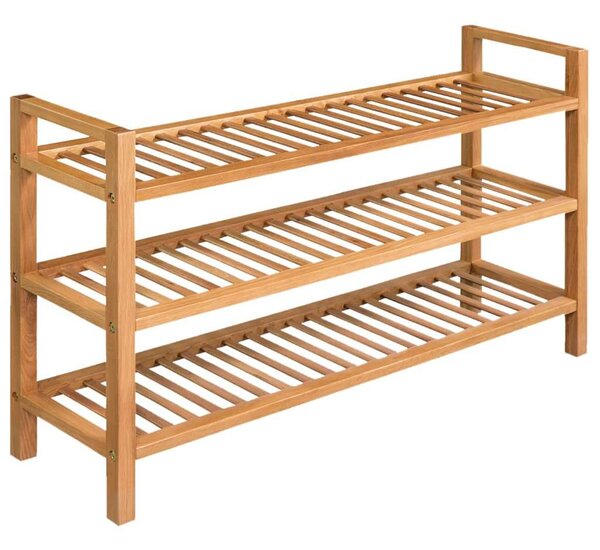 Tömör Tölgyfa Cipőtartó - 3 Polcos - 100x27x60 cm