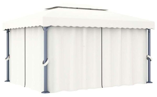Vidaxl Pavilon - Kert - 4x3m - Krémfehér