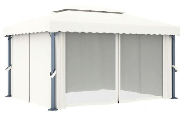 Vidaxl Pavilon - Kert - 4x3m - Krémfehér