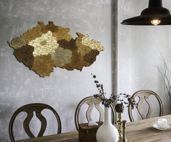 Natura Products - Csehország 3D Fa Puzzle Térkép - Elegáns Fali Dekoráció