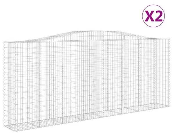 2 db íves horganyzott vas gabion kosár 400x50x160/180 cm