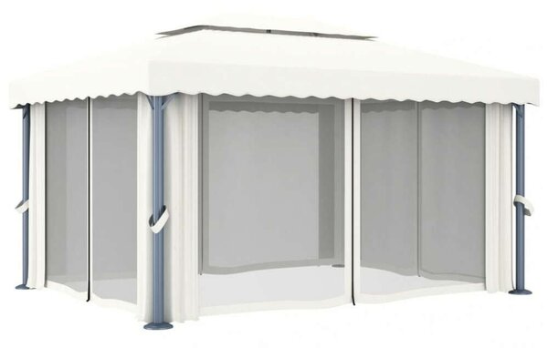 Vidaxl Pavilon - Kert - 4x3m - Krémfehér