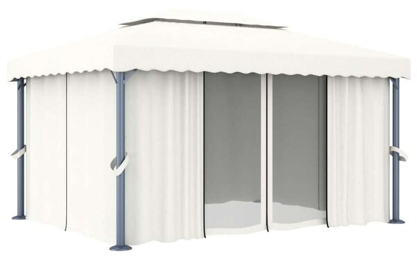 Vidaxl Pavilon - Kert - 4x3m - Krémfehér