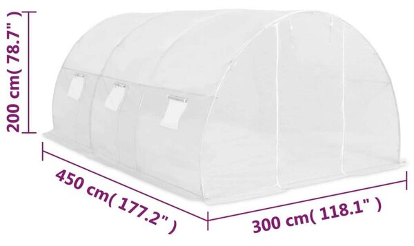 Nagy Melegház - 13,5 m² - PE Hálószövet - Acélváz