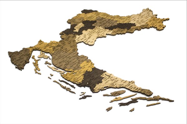 Natura Products - Horvátország 3D Fa Puzzle Térkép - Elegáns Fali Dekoráció