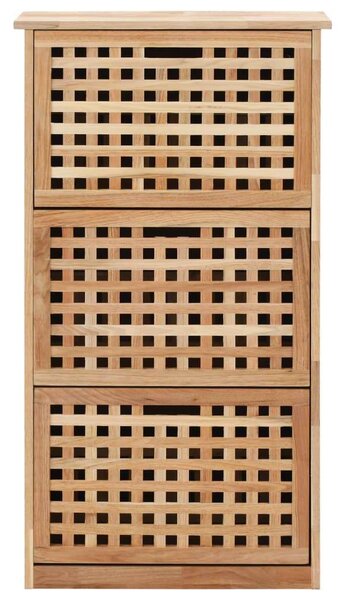 Fa Cipősszekrény - Tömör Diófa - 3 rekeszes - 55x20x104 cm
