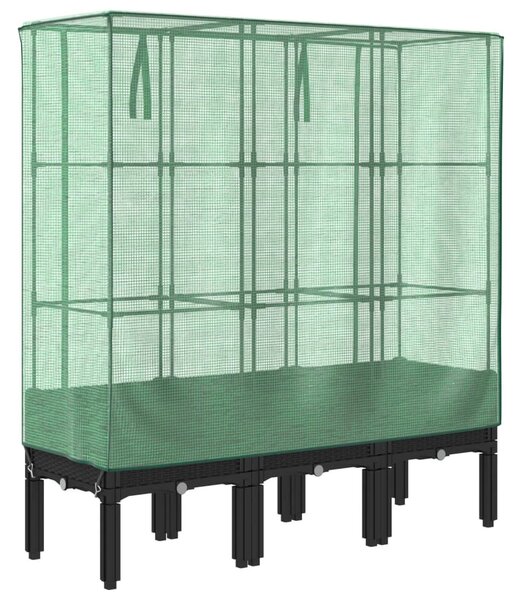 Rattan megjelenésű magaságyás melegháztakaróval 120x40x140 cm