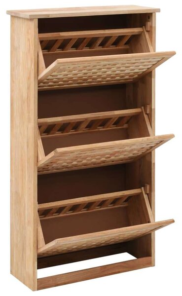 Fa Cipősszekrény - Tömör Diófa - 3 rekeszes - 55x20x104 cm