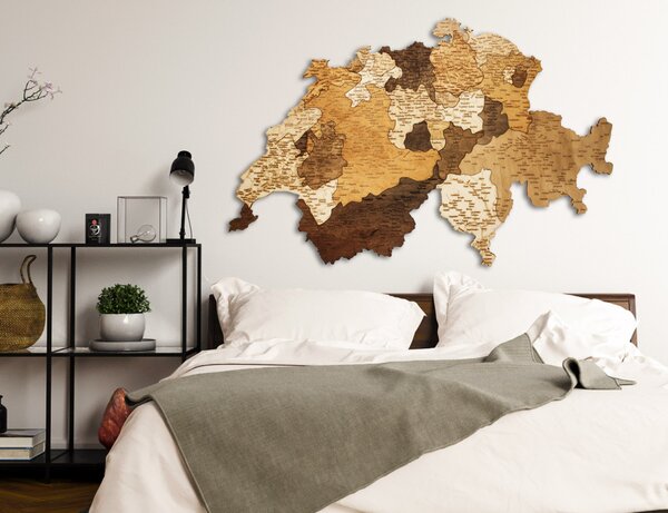 Natura Products - Svájc 3D Fa Puzzle Térkép - Elegáns Fali Dekoráció
