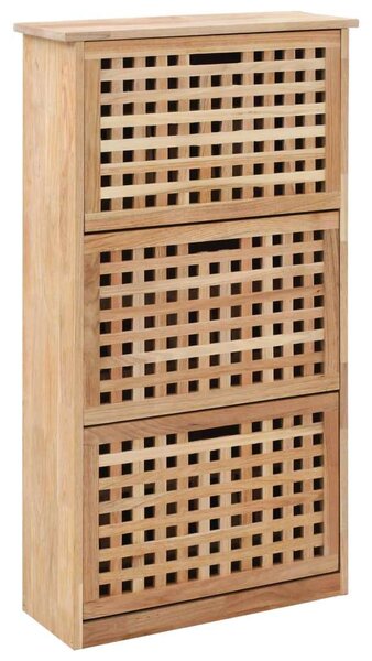 Fa Cipősszekrény - Tömör Diófa - 3 rekeszes - 55x20x104 cm