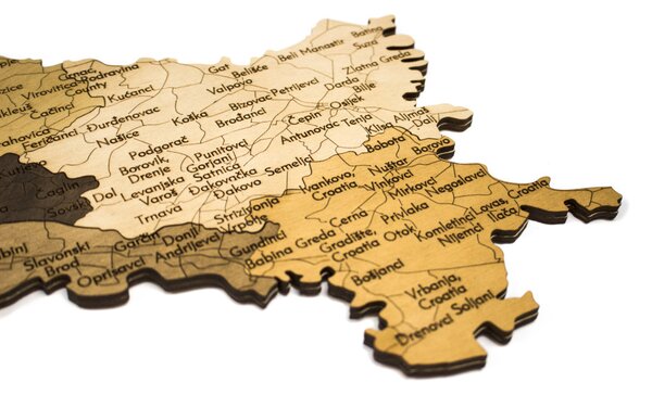 Natura Products - Horvátország 3D Fa Puzzle Térkép - Elegáns Fali Dekoráció