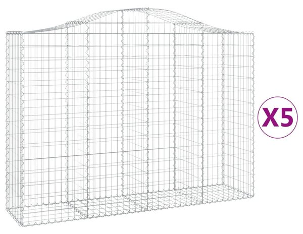 5 db íves horganyzott vas gabion kosár 200x50x140/160 cm