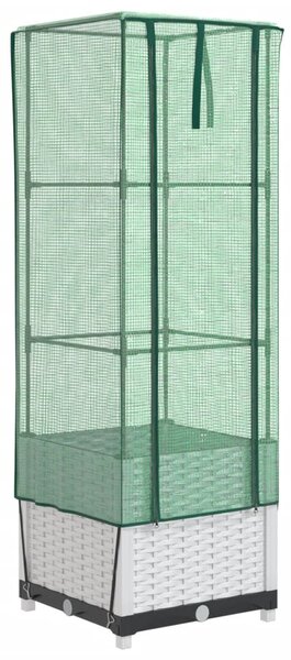 Rattan megjelenésű magaságyás melegháztakaróval 40x40x139 cm