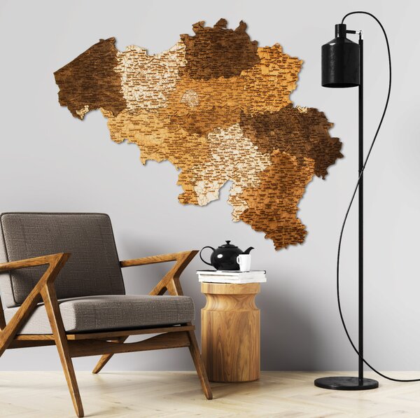 Natura Products - Belgium 3D Fa Puzzle Térkép - Elegáns Fali Dekoráció
