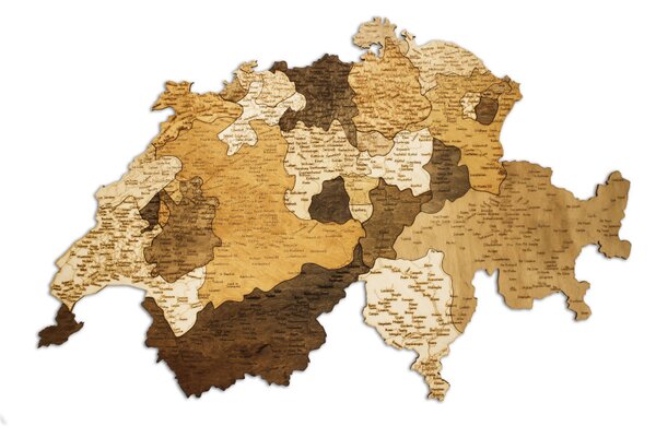 Natura Products - Svájc 3D Fa Puzzle Térkép - Elegáns Fali Dekoráció