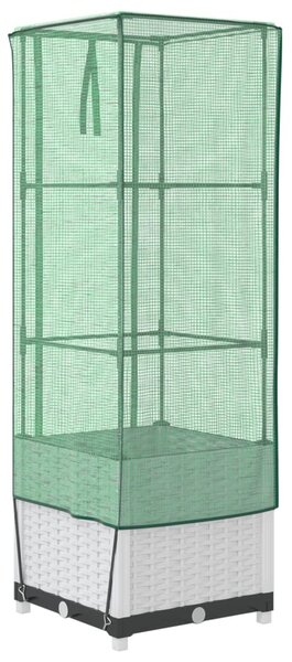 Rattan megjelenésű magaságyás melegháztakaróval 40x40x139 cm