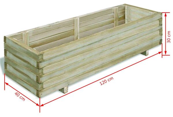 VidaXL Fa Magaságyás - Téglalap - 120x40x30 cm